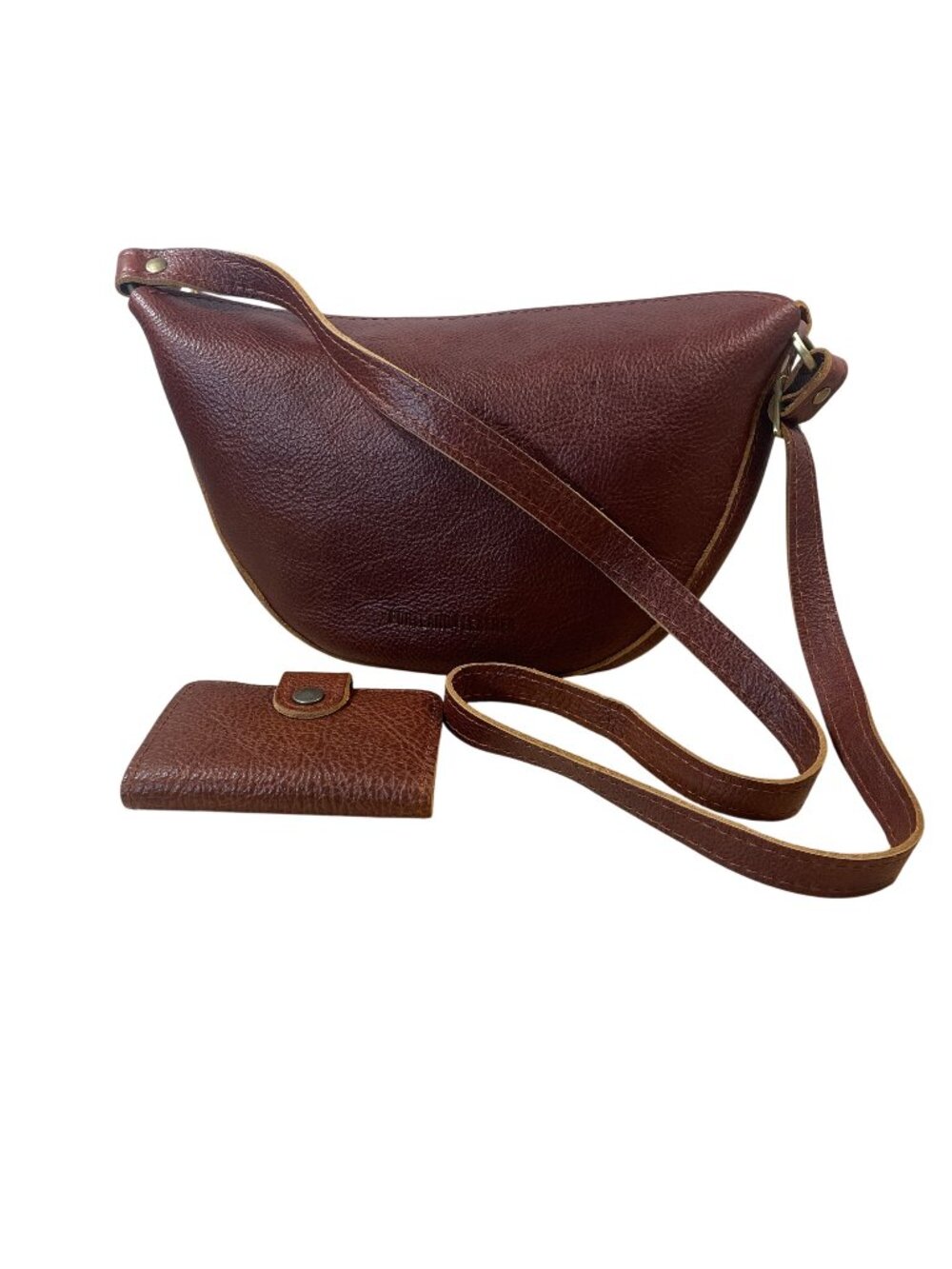 Portland Leather Brown Crossbody Saddle Bag with Card Wallet